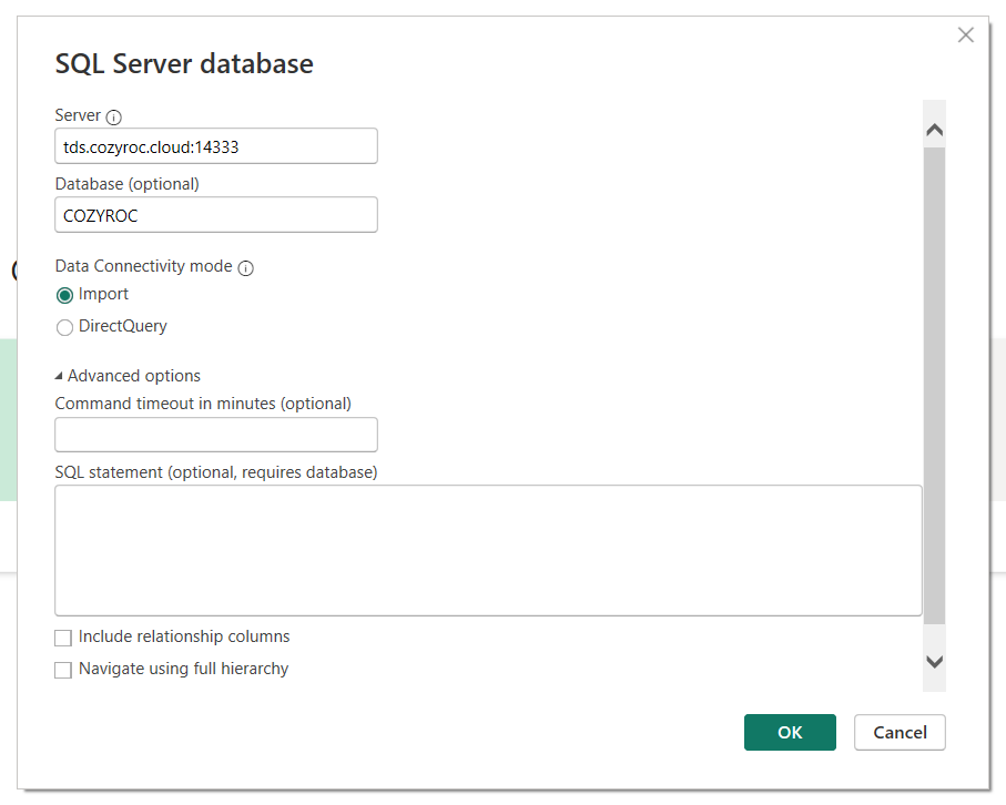 SQL Server connection setup